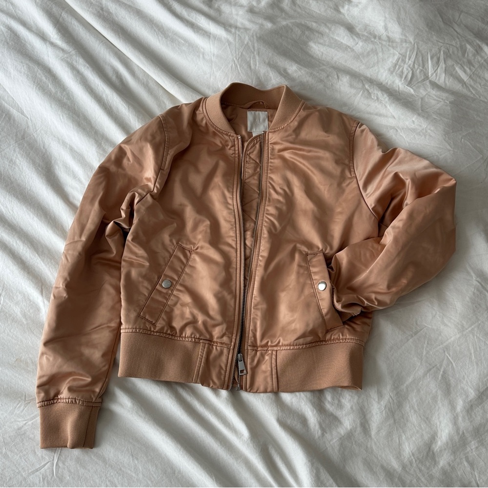 Size 0 H&M Pink Satin Bomber Jacket